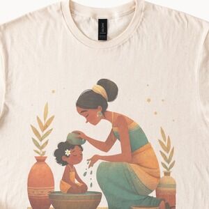 Nurturing Moment Watercolor Graphic Tee Warm Cultural Art Design